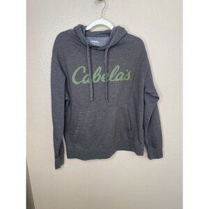 Cabelas Gray Hoodie Sweatshirt Medium Cotton Blend Kangaroo Pocket unisex